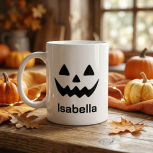 Personalised Halloween Jack O Lantern Pumpkin Face Large Coffee Mug