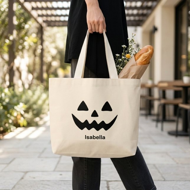 Personalised Halloween Jack O Lantern Pumpkin Face Large Tote Bag (Creator Uploaded)