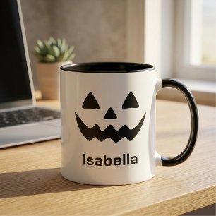 Personalised Halloween Jack O Lantern Pumpkin Face Mug