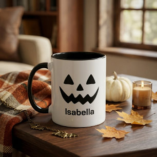 Personalised Halloween Jack O Lantern Pumpkin Face Mug