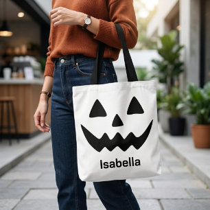 Personalised Halloween Jack O Lantern Pumpkin Face Tote Bag