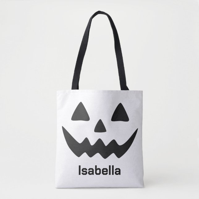 Personalised Halloween Jack O Lantern Pumpkin Face Tote Bag (Front)