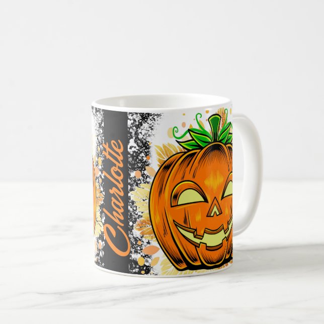 Personalised Halloween JackoLantern Spooky Pumpkin Coffee Mug (Front Right)
