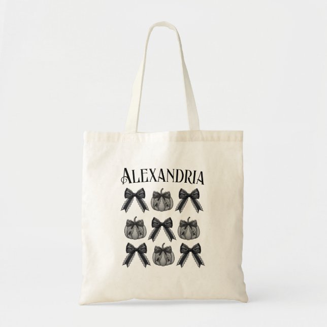 Personalised Halloween Monochrome Tote Bag (Front)