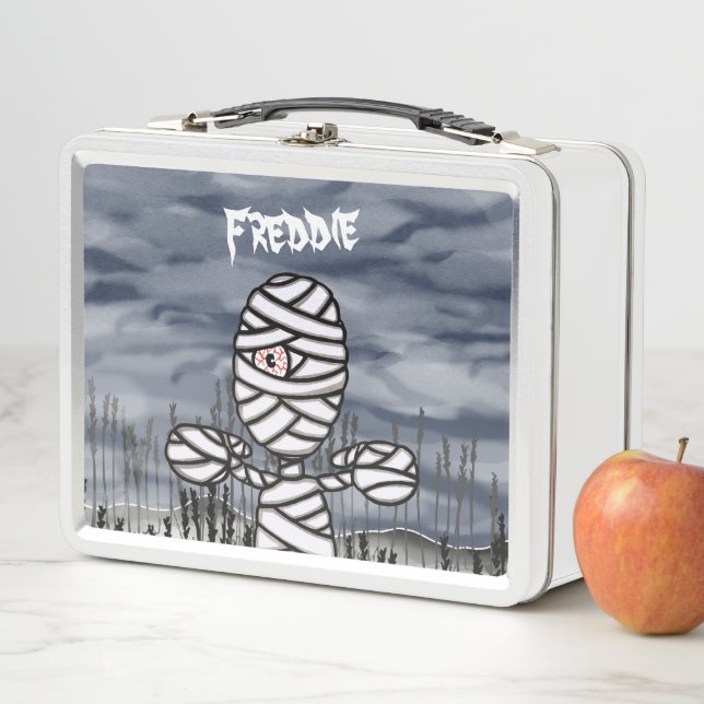 Personalised Halloween Mummy Metal Lunch Box (In Situ)