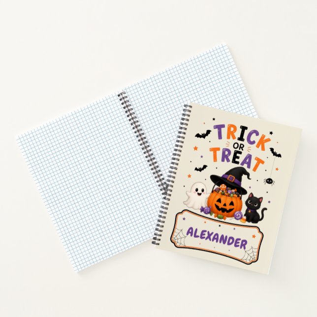 Personalised Halloween Name Notebook for Kids (Inside)