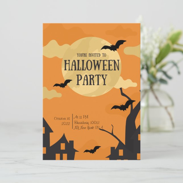 Personalised Halloween Party Invitation Card (Standing Front)
