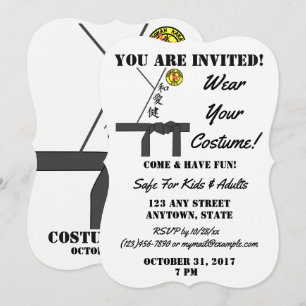 Personalised Halloween Party Karate Costume Invitation