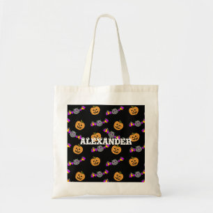 Personalised Halloween Pumpkin and Bats Tote Bag