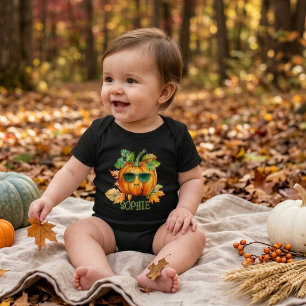 Personalised Halloween Pumpkin Baby Bodysuit