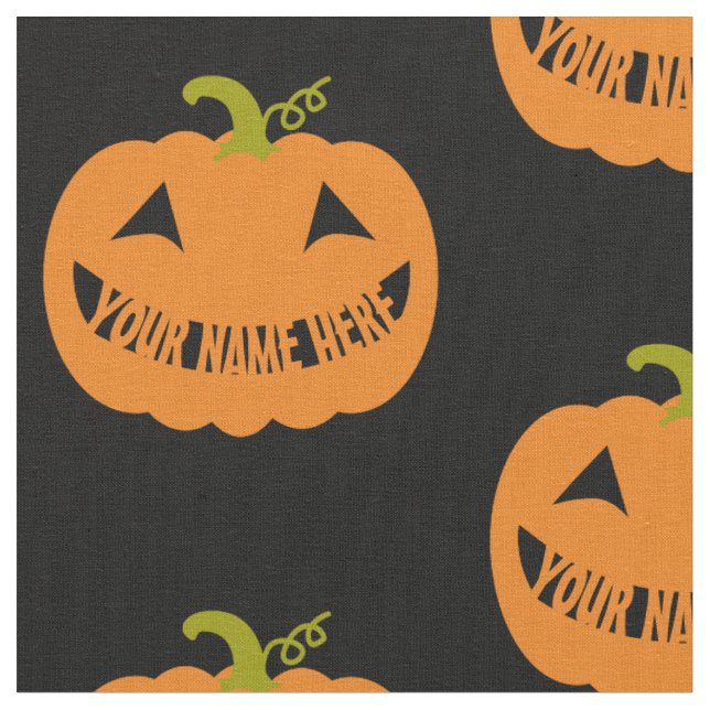 Personalised Halloween Pumpkin Fabric (Close Up)