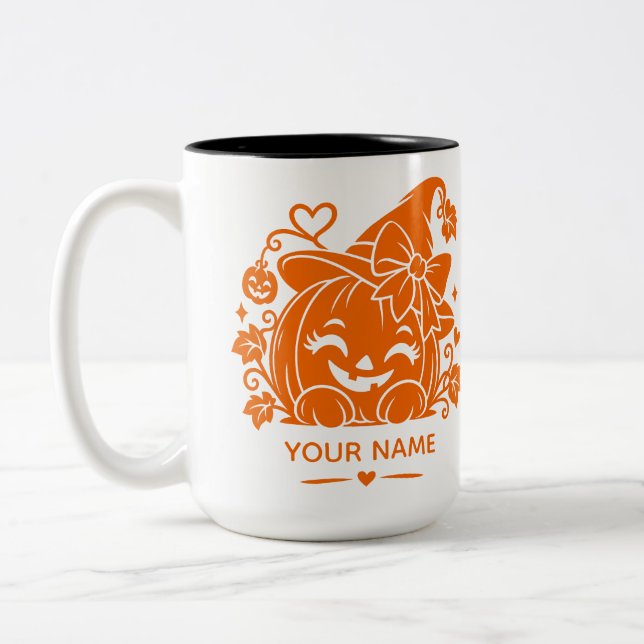 Personalised Halloween Pumpkin Mug  (Left)