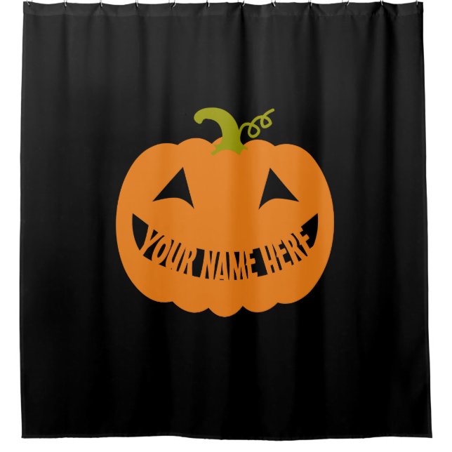 Personalised Halloween Pumpkin Shower Curtain (Front)
