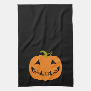 Personalised Halloween Pumpkin Tea Towel