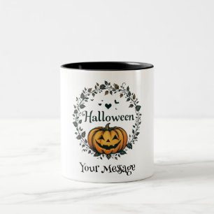 Personalised Halloween Pumpkin Wreath Two-Tone Mug