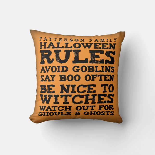 Personalised Halloween Rules Decor Pillow (Front)