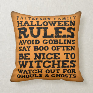 Personalised Halloween Rules Decor Pillow