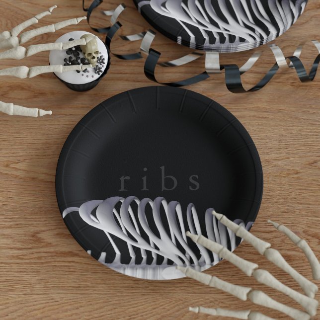 Personalised Halloween Skeleton Paper Place Paper Plate (Creator Uploaded)