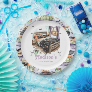 Personalised Halloween Sleepover Paper Plate