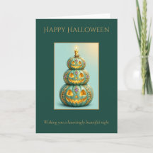 Personalised Halloween Teal Jack-O-Lantern Tower