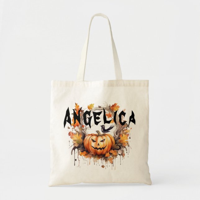 Personalised Halloween Trick or Treat Goodie Tote Bag (Front)