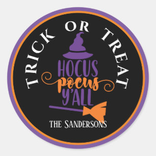 Personalised, Halloween Trick or Treat Hocus Pocus Classic Round Sticker