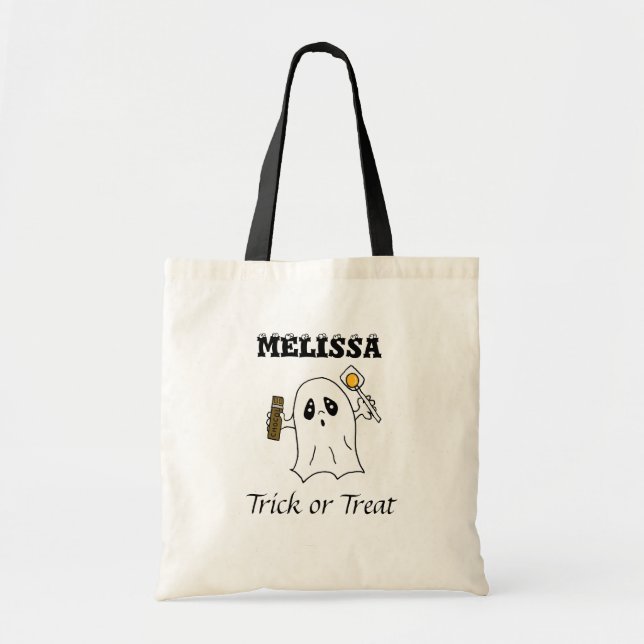 Personalised Halloween Trick or Treating Ghost Tote Bag (Front)