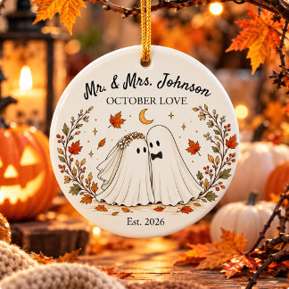 Personalised Halloween Wedding Ceramic Tree Decoration