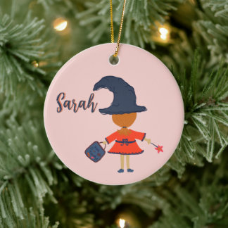 Personalised Halloween Witch Girl Ornament