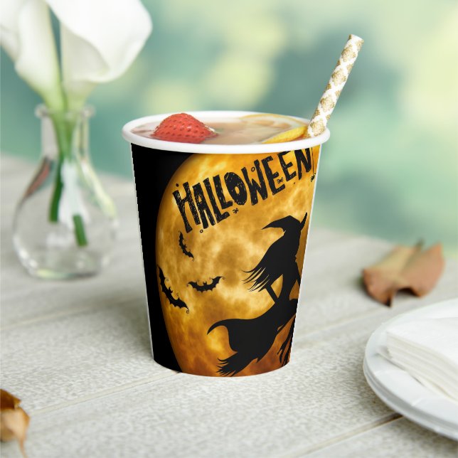 Personalised Halloween Witch Paper Party Cups (Insitu)