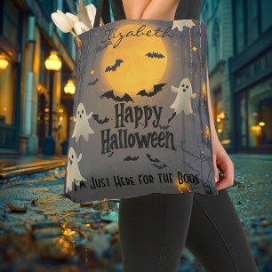 Personalised Halloween with Ghosts and Full Moon Tote Bag