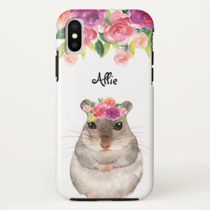 Personalised Hamster and Flowers iPhone X Case