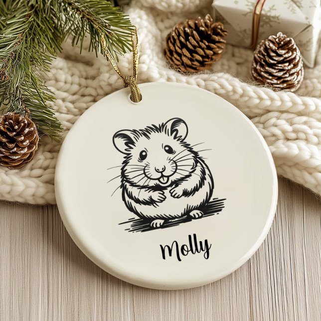 Personalised Hamster Christmas Ceramic Tree Decoration (Creator Uploaded)