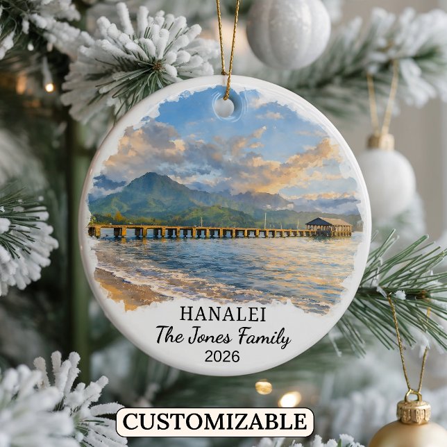 Personalised Hanalei Ornament, Custom Hawaii Ceramic Tree Decoration (Creator Uploaded)