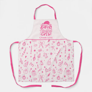 Personalised Hand Drawn Baking Christmas Crew Apron