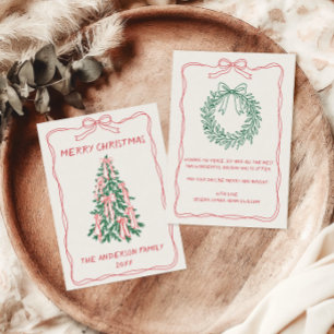 Personalised Hand Drawn Christmas Tree Family Holiday Card