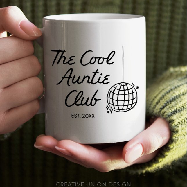 Personalised Hand Drawn Cool Auntie Sister Gift Coffee Mug (personalized sister gift)