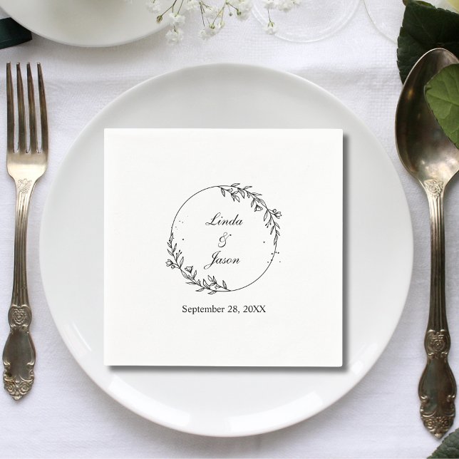 Personalised Hand Drawn Floral Terracotta Wedding Napkin (Creator Uploaded)