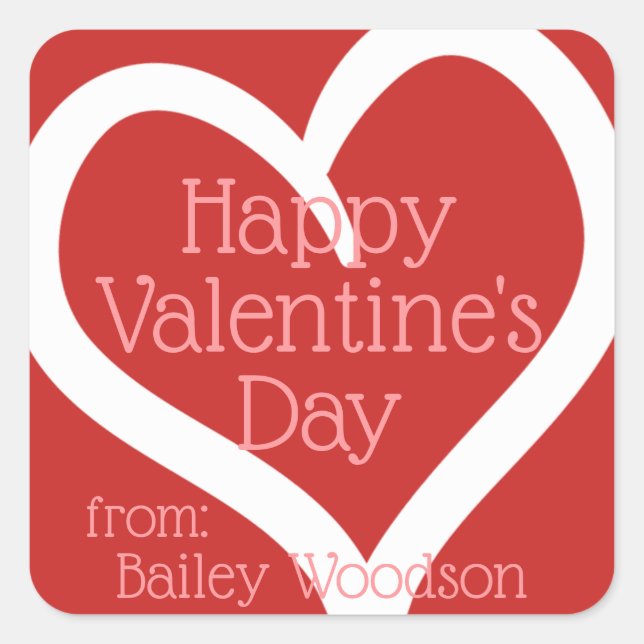 Personalised Hand-Drawn Heart Valentine From Square Sticker (Front)