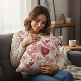 Personalised Hand Drawn Hearts Pattern Cushion