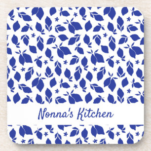 Personalised Hand Drawn Italian Blue Lemons Coaster