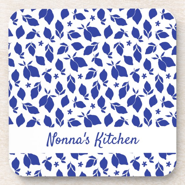 Personalised Hand Drawn Italian Blue Lemons  Coaster (Front)