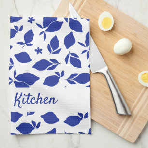Personalised Hand Drawn Italian Blue Lemons Tea Towel