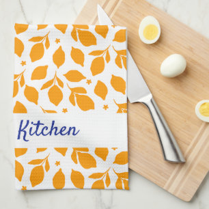 Personalised Hand Drawn Italian Yellow Lemons  Tea Towel