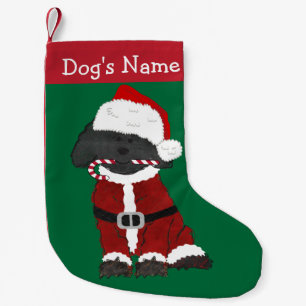 Personalised Hand Drawn Labradoodle Santa Claus Small Christmas Stocking