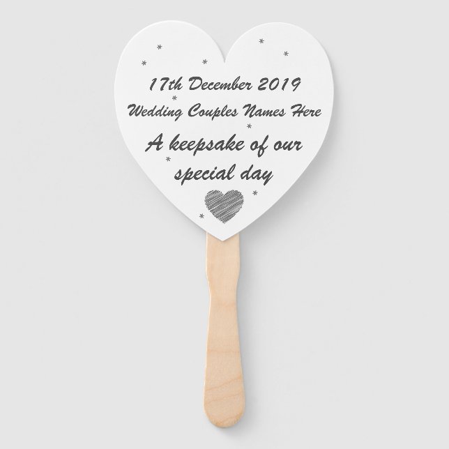 Personalised Hand Held Fan - Wedding Keepsake (Front)