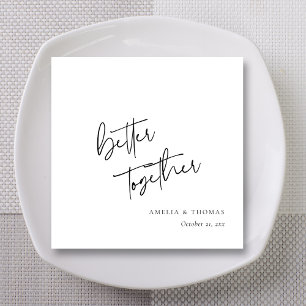 Personalised Hand Lettered Better Together Wedding Napkin