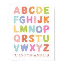 Personalised Hand Lettered Rainbow Alphabet Print