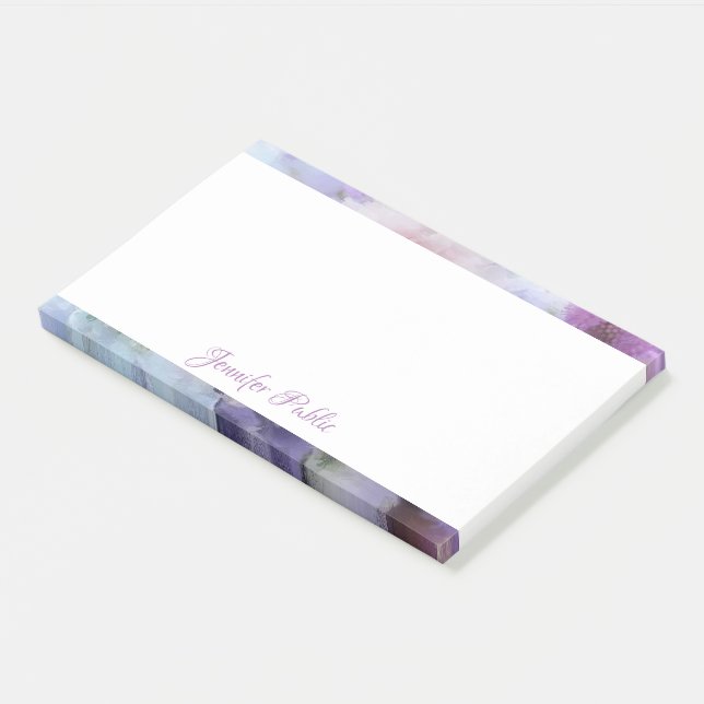 Personalised Hand Script Text Watercolor Flowers Post-it Notes (Angled)