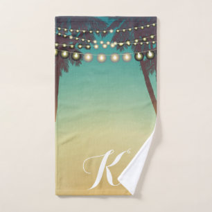 Personalised Hand Towel Beach Sunset Palm Tree Str
